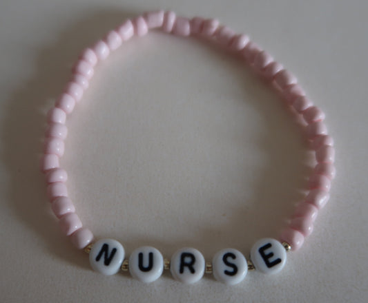 the nurse beaded bracelet in pink