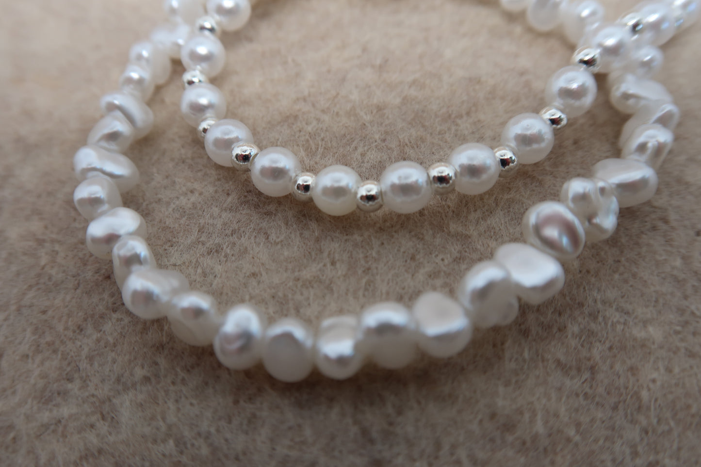 pearl and silver stacker bracelet