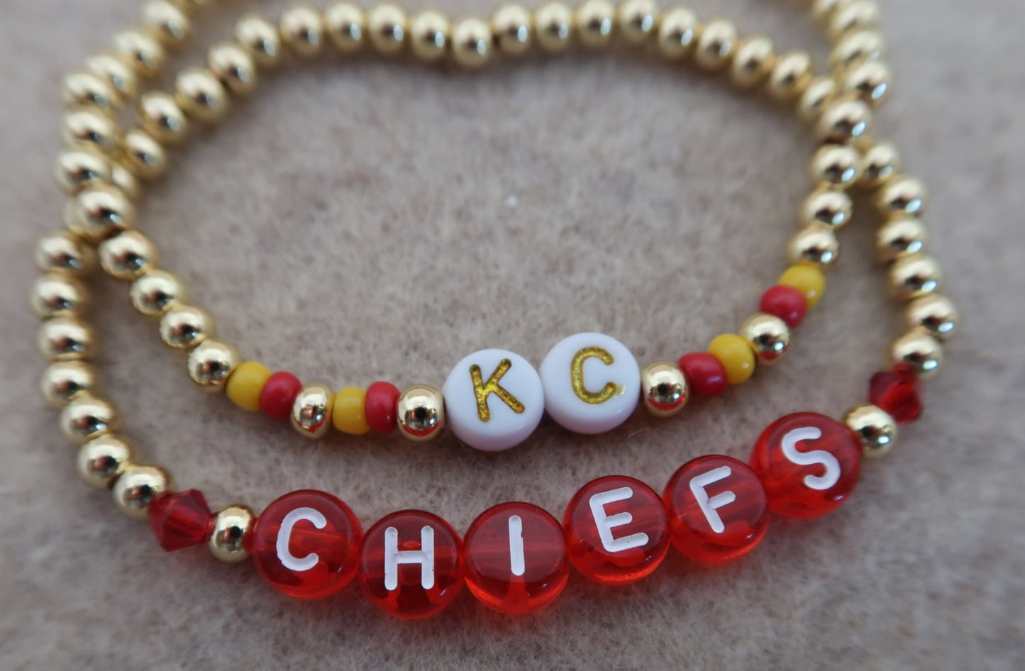 kansas city chiefs gold filled bracelet stack