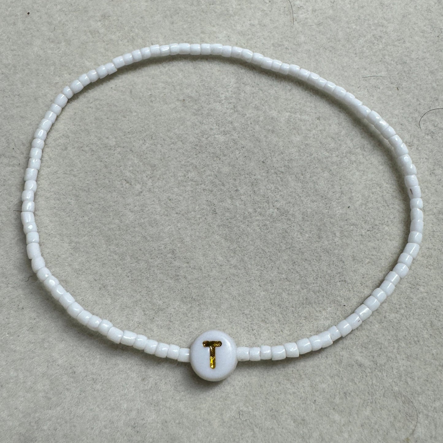 custom initial bracelet in white