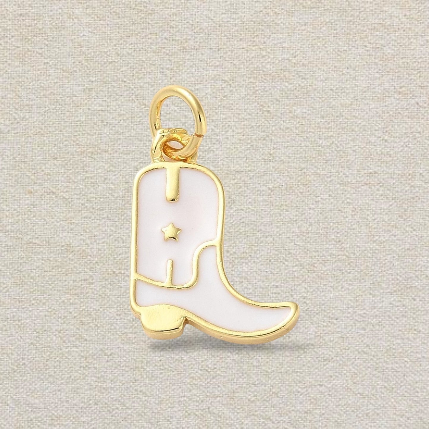 gold and white cowboy boot charm (short)