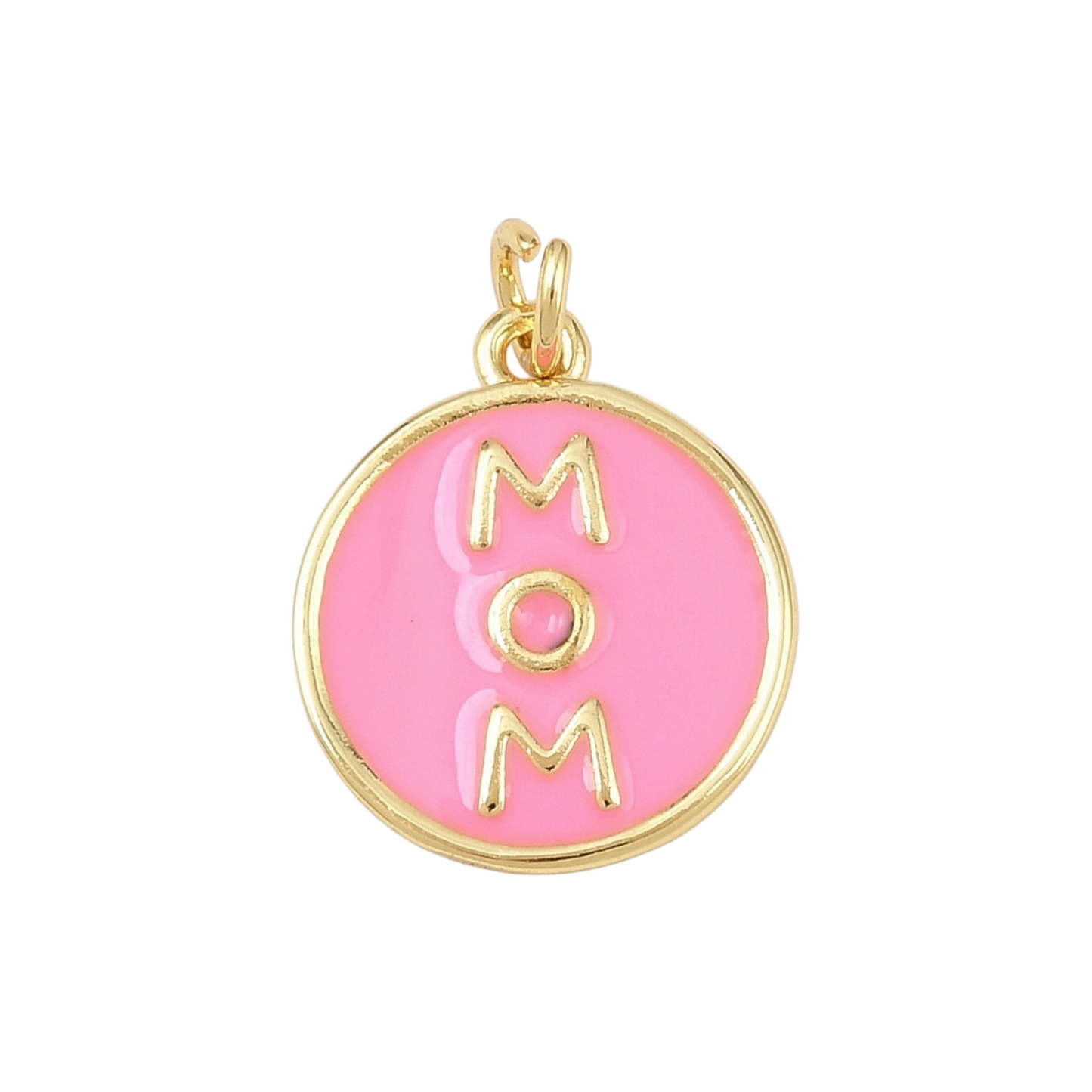 mom pendant charm (pink and gold)