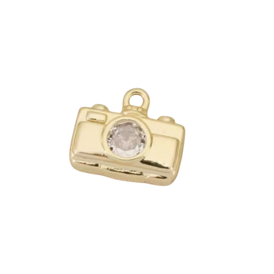 gold camera charm