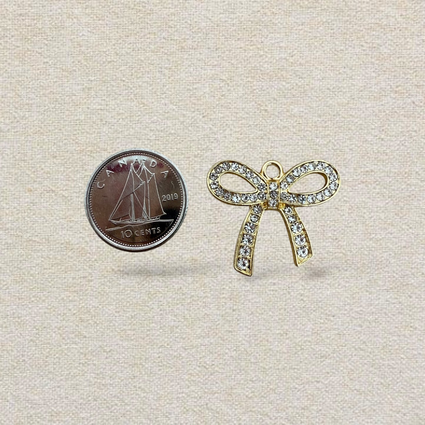 gold rhinestone bow charm