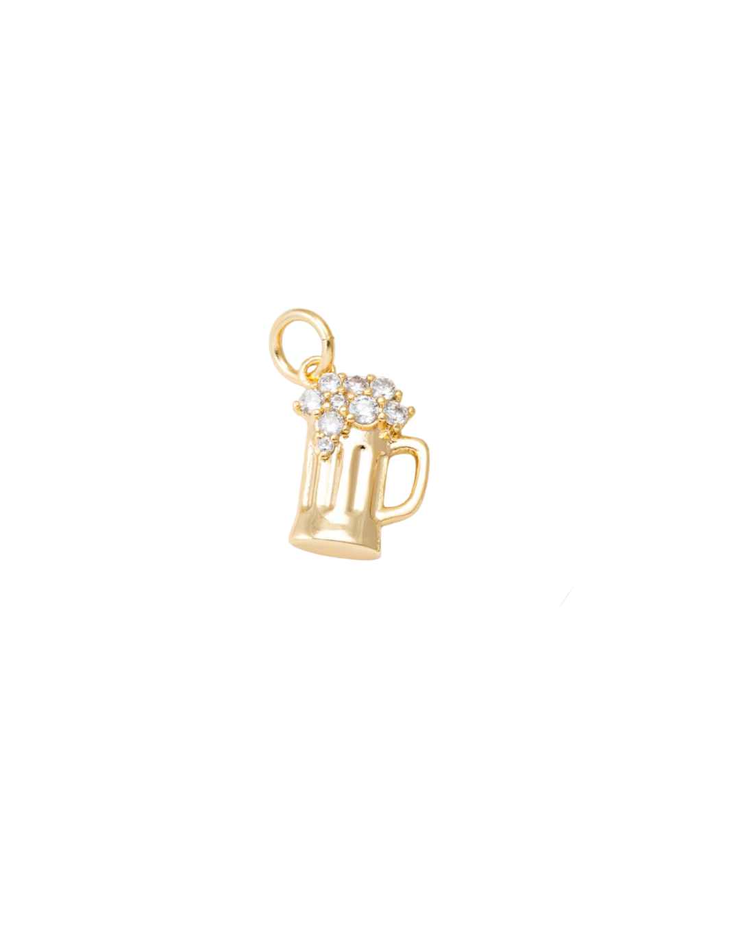 Draft Beer Charm, gold rhinestone