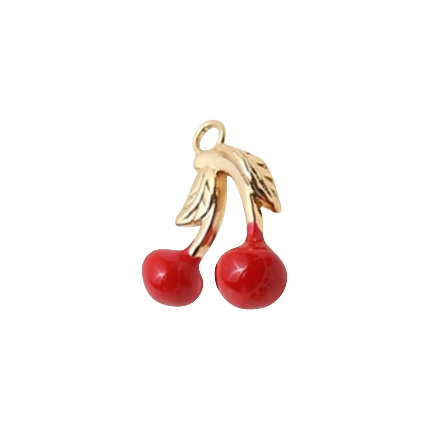 cherry charm (gold and red)