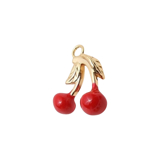 cherry charm (gold and red)