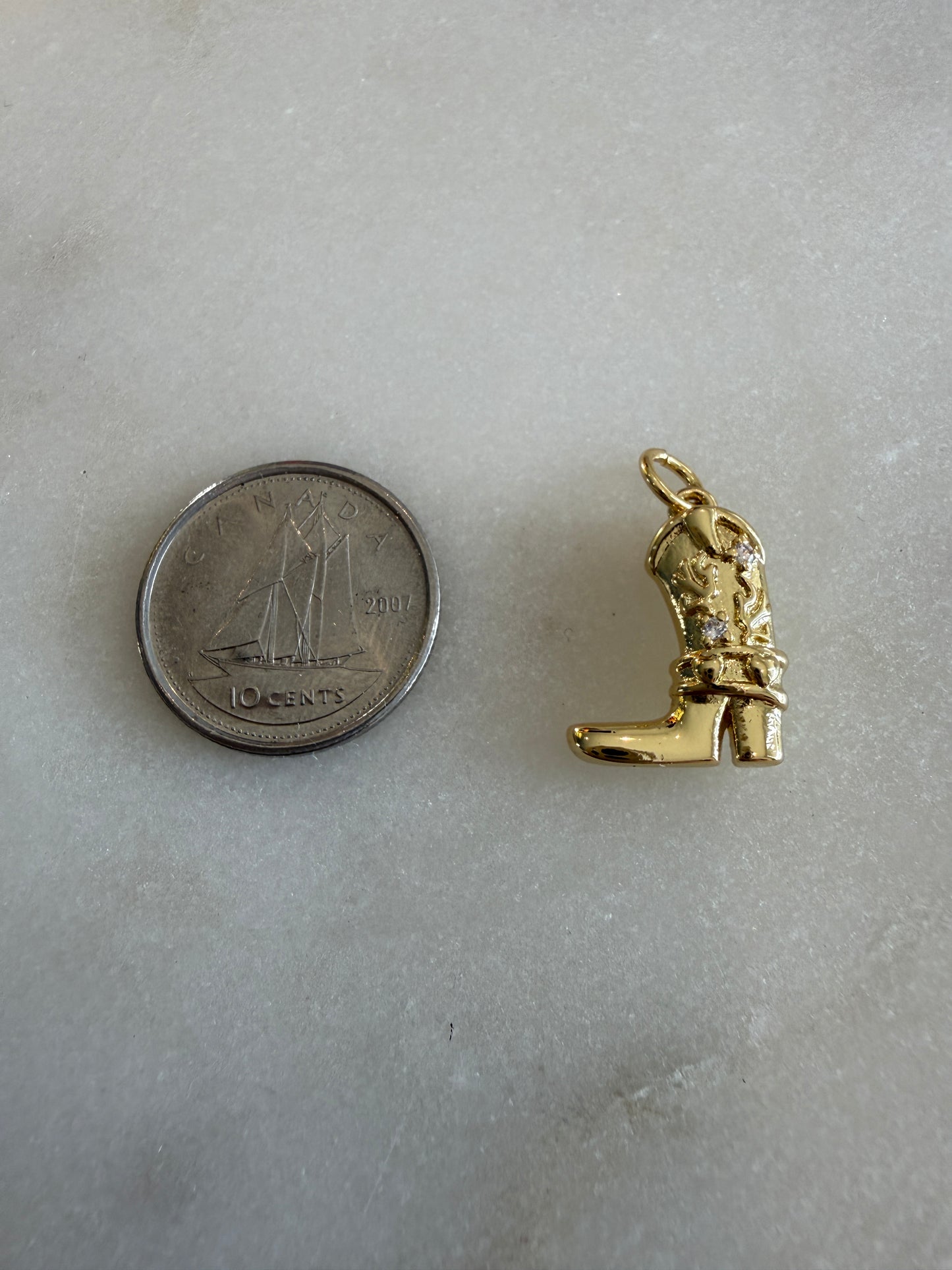 gold cowboy boot rhinestone charm