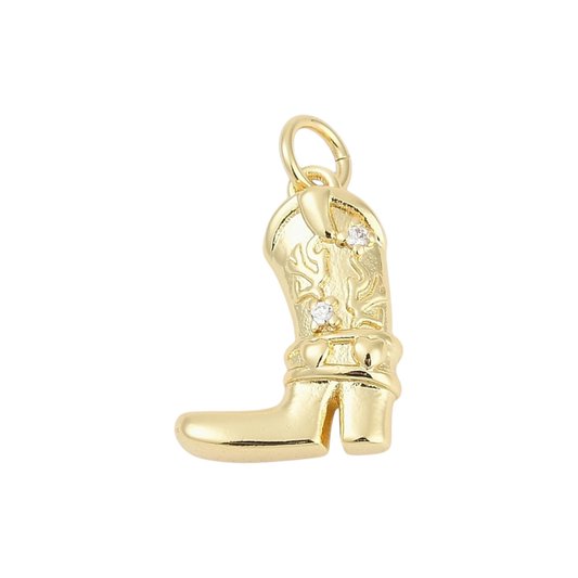 gold cowboy boot rhinestone charm