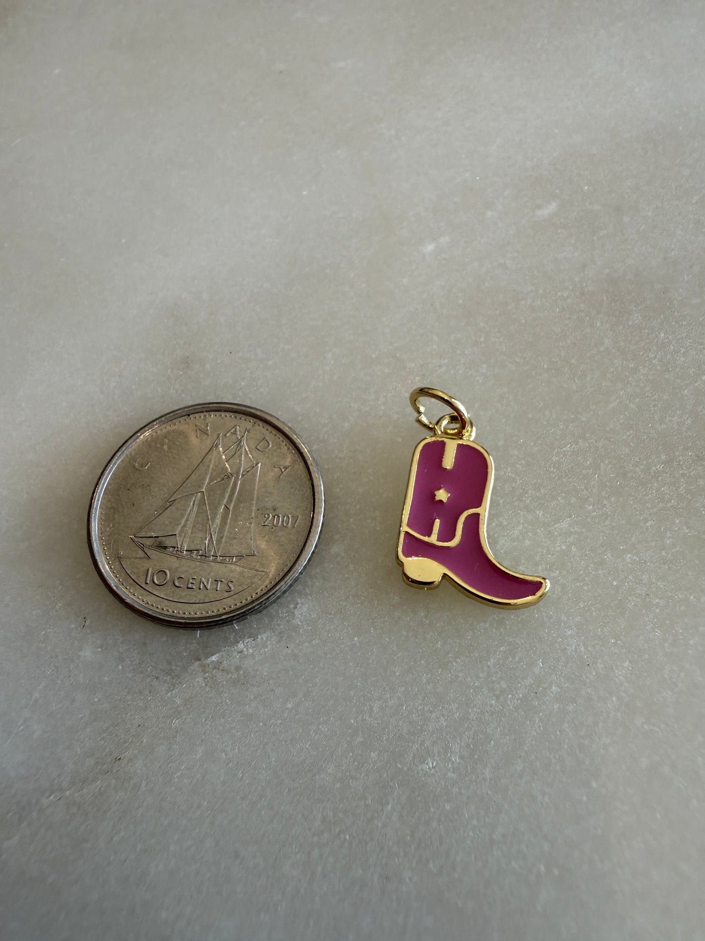cowboy boot charm (pink 1)