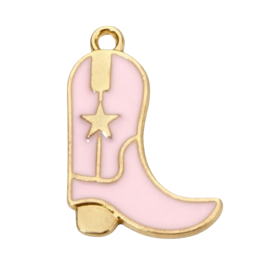 cowboy boot charm (pink and gold 3)