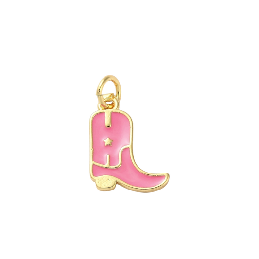 cowboy boot (pink and gold) charm