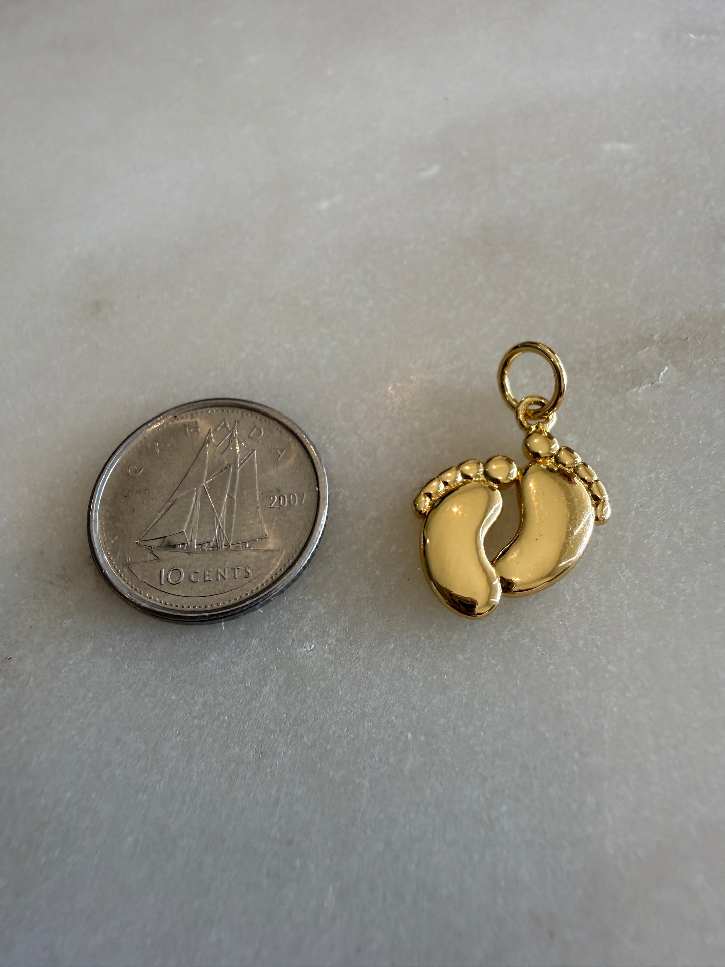 gold newborn feet charm