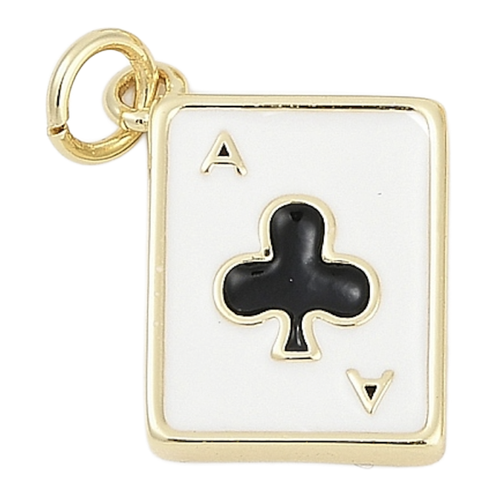 gold ace playing card charm (clubs)