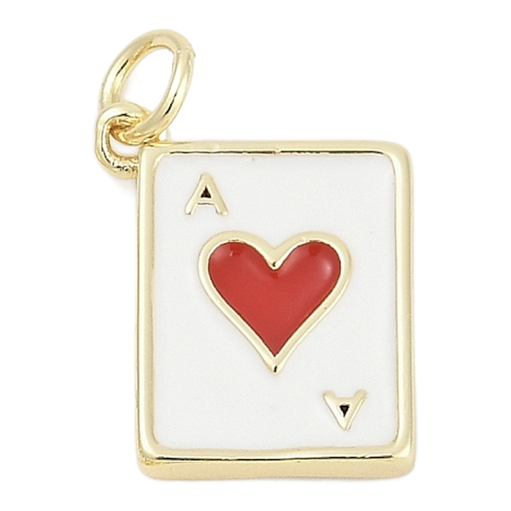 gold ace playing card charm (hearts)