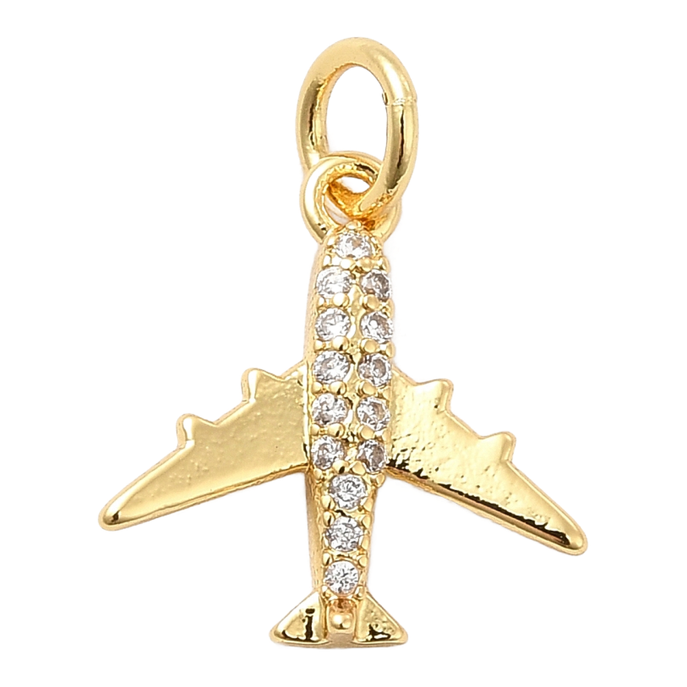 gold airplane rhinestone charm
