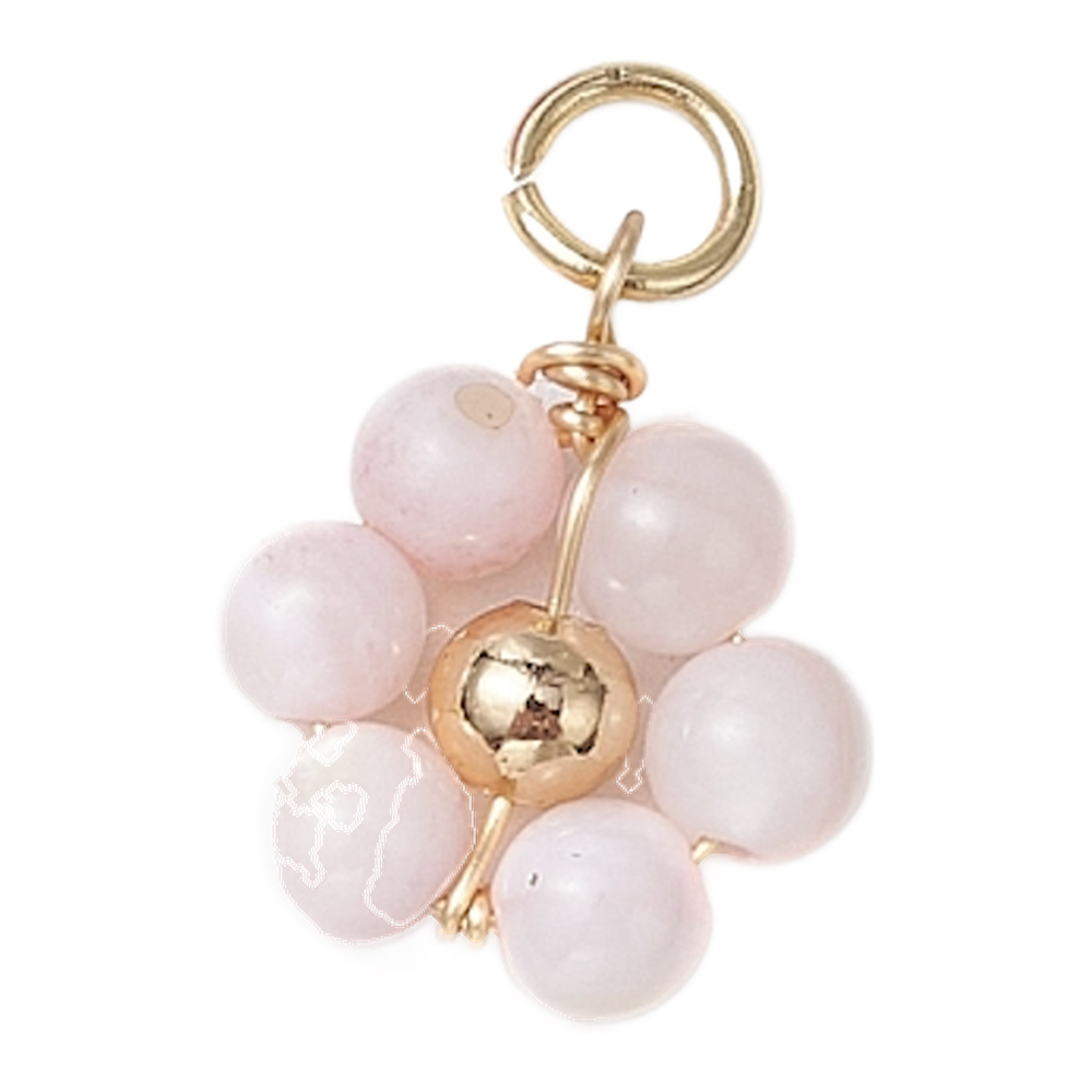 gold beaded flower charm (light pink)