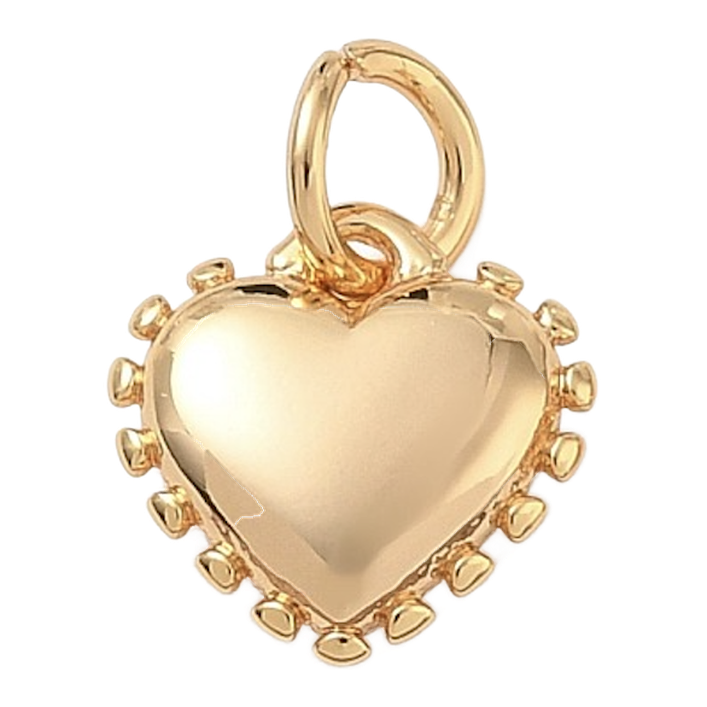 gold beaded puffy heart charm