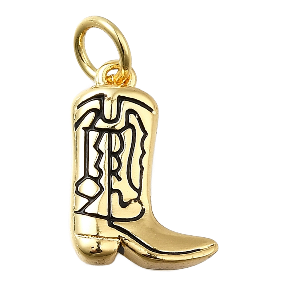 gold black etched cowboy boot charm