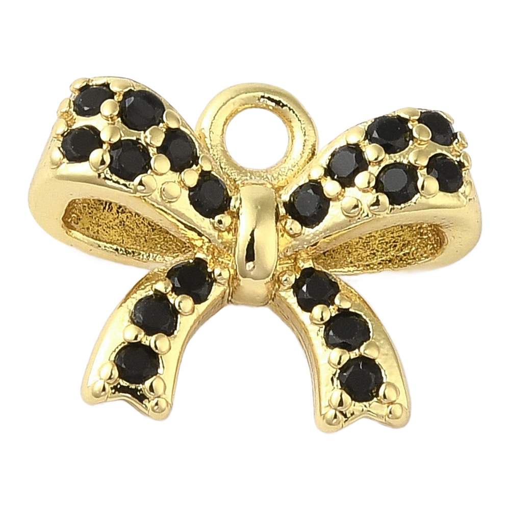 gold black rhinestone bow charm