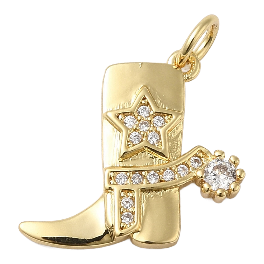 gold cowboy boot spur rhinestone charm