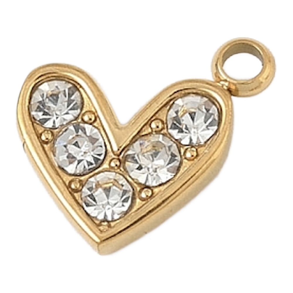 gold crystal heart charm (clear)