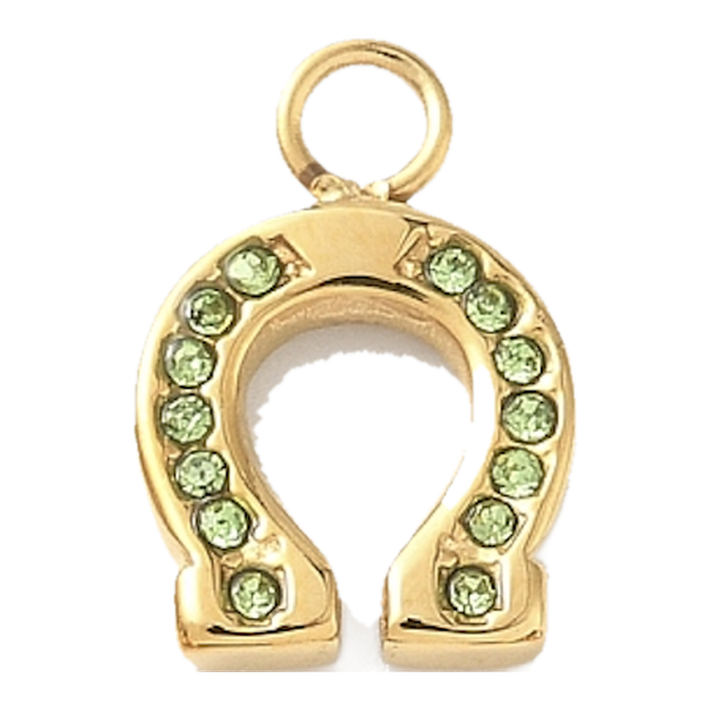 gold crystal horseshoe charm (green)