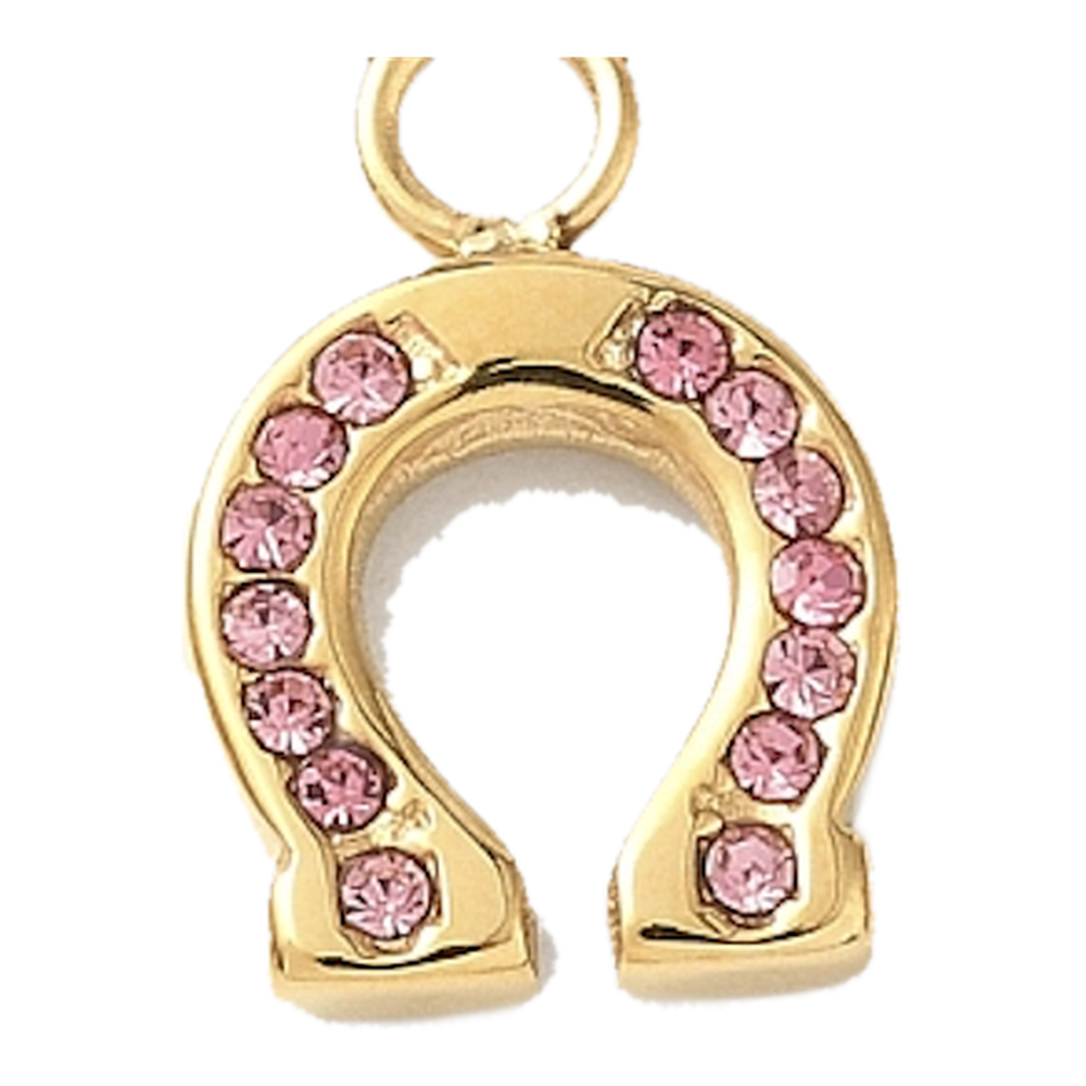 gold crystal horseshoe charm (pink)