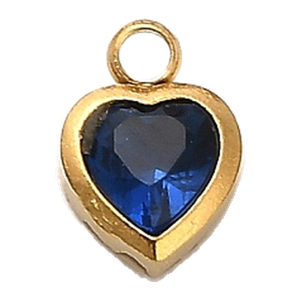 gold crystal mini heart charm (dark blue)