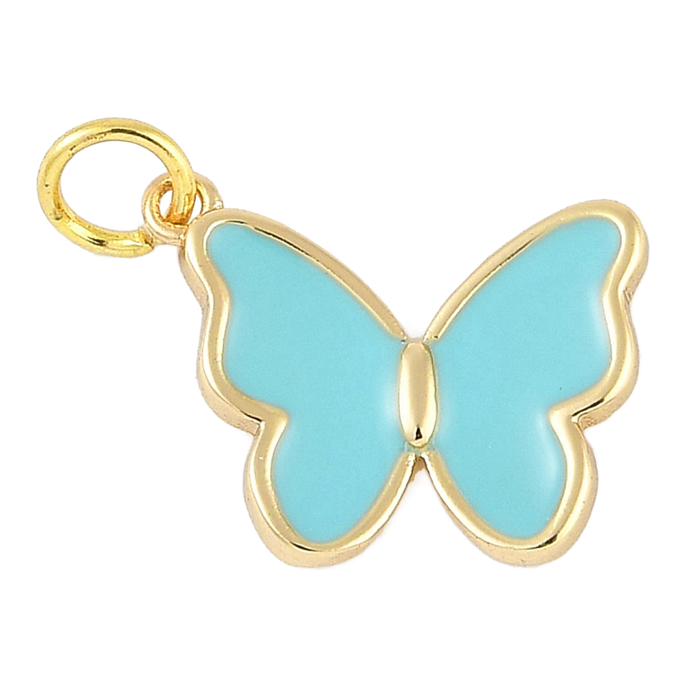 gold enamel butterfly charm (blue)