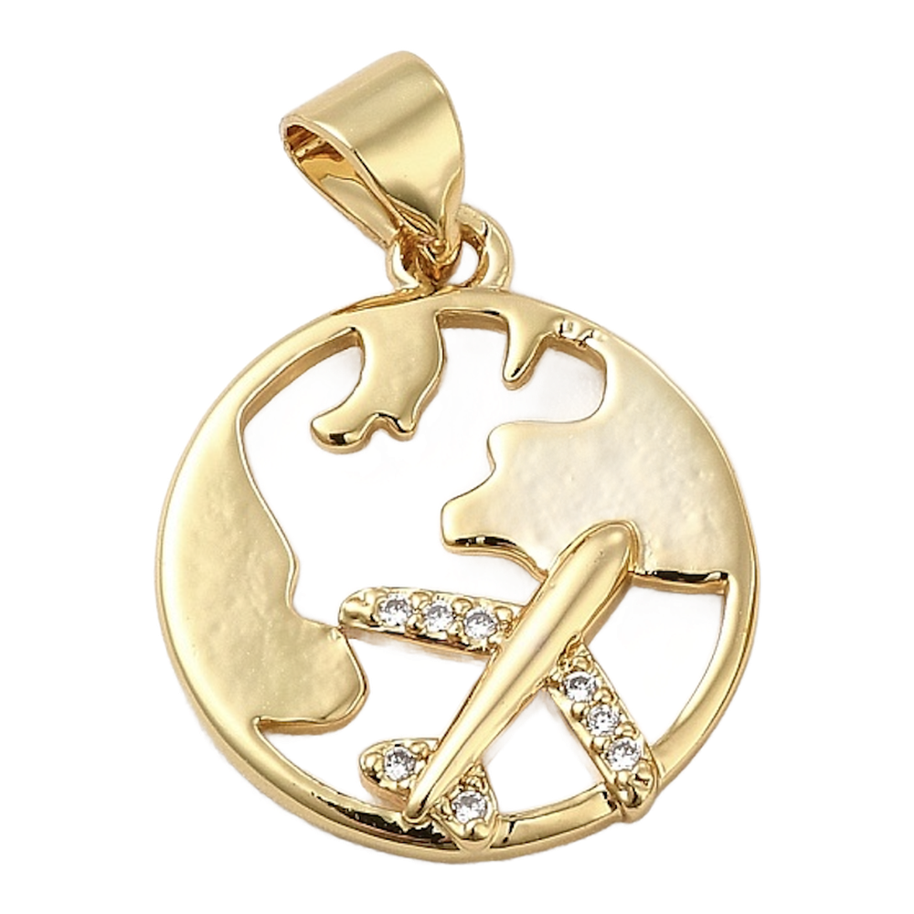 gold globe airplane charm