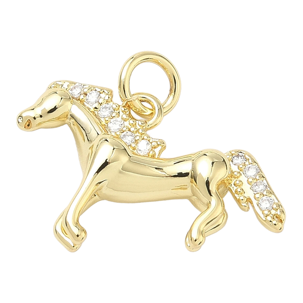 gold horse rhinestone charm