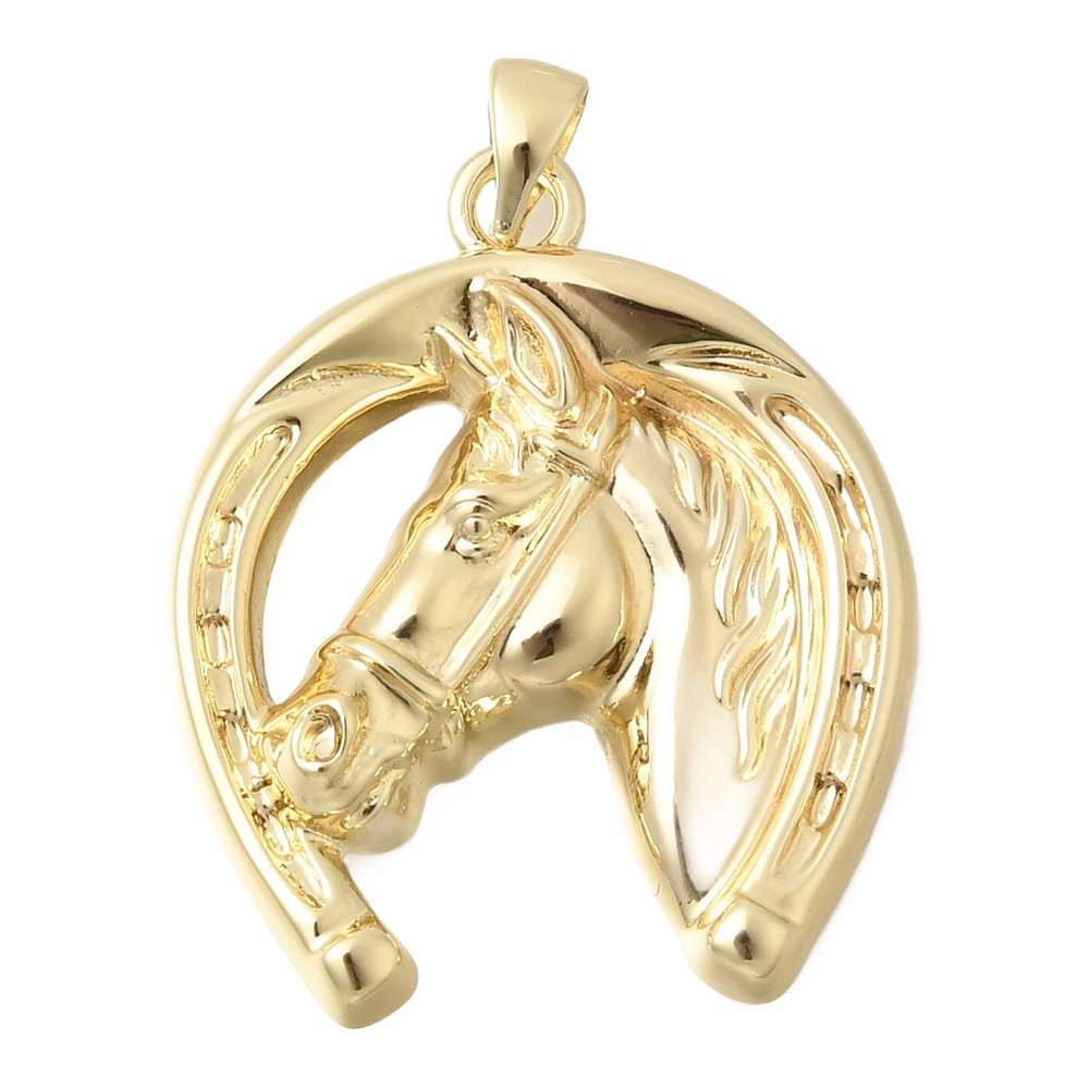 gold horseshoe horse head charm
