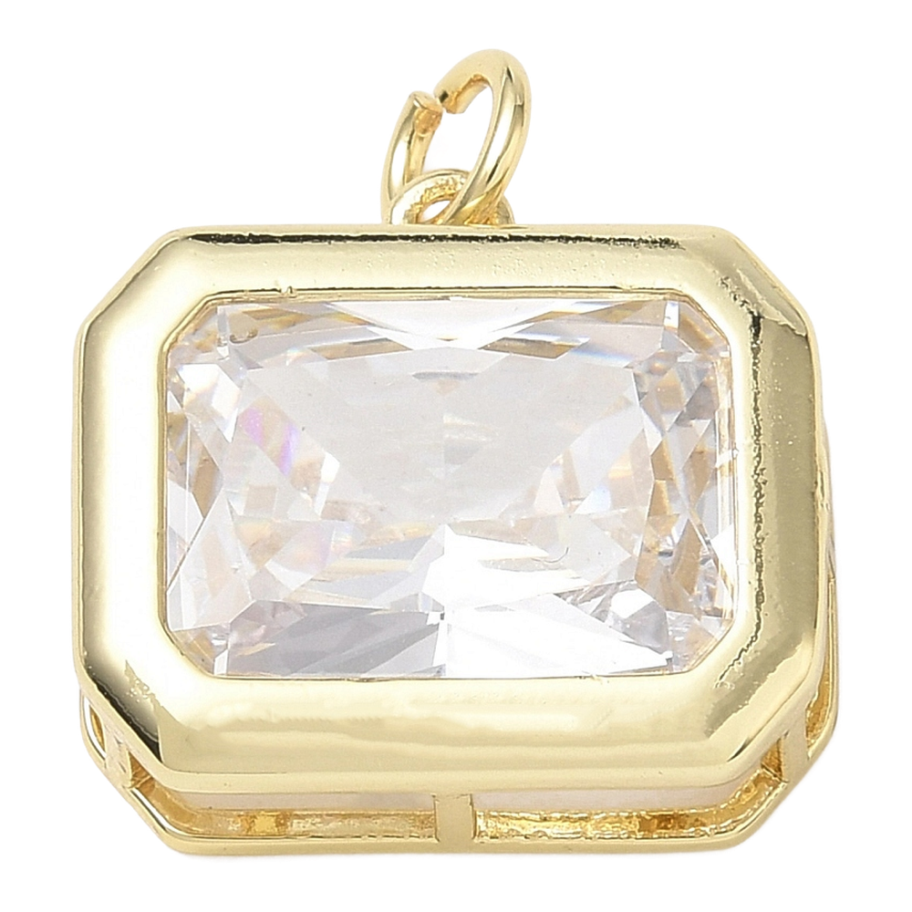 gold large rectangle crystal charm