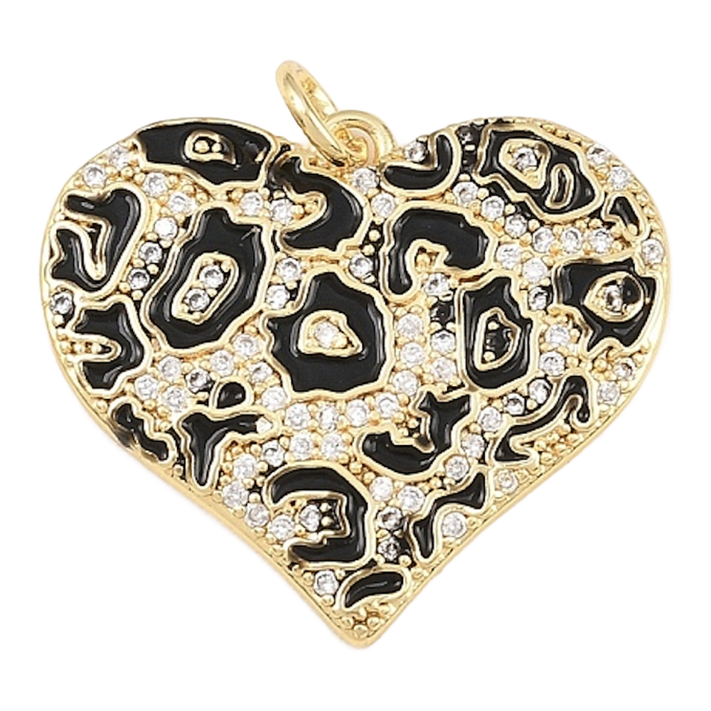 gold leopard heart charm