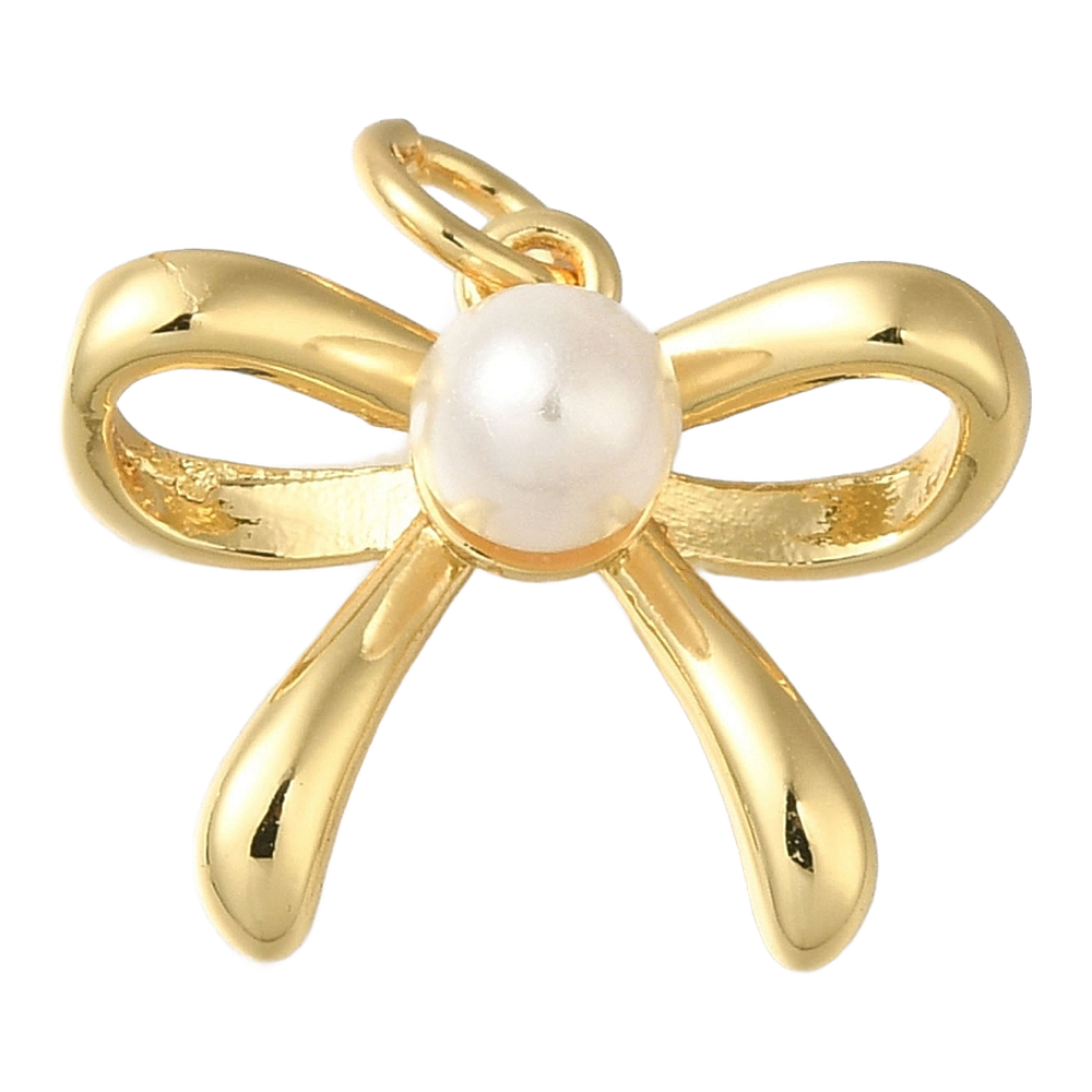 gold pearl bow charm