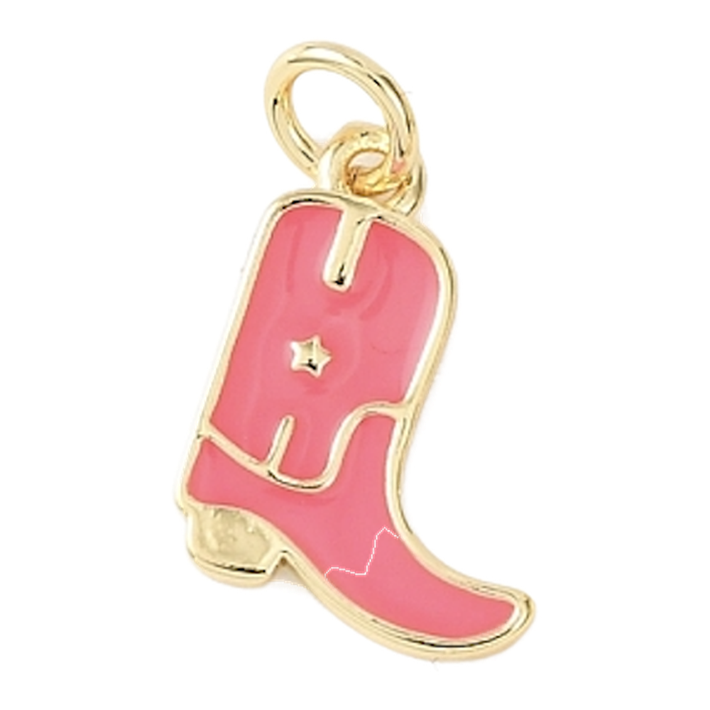 gold pink enamel cowboy boot charm
