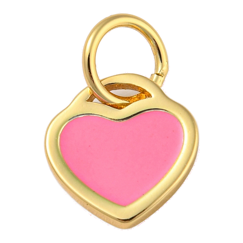 gold pink heart charm
