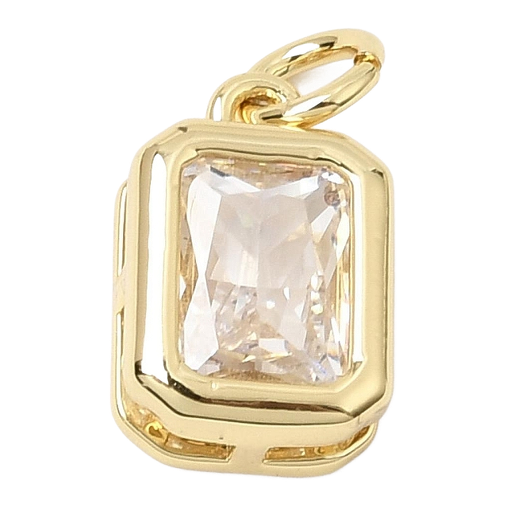 gold rectangle crystal charm