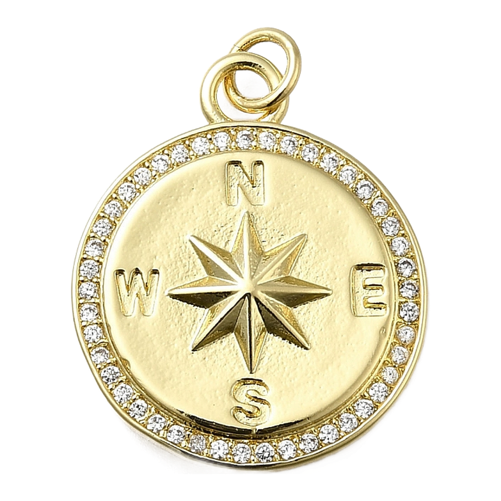 gold rhinestone compass charm
