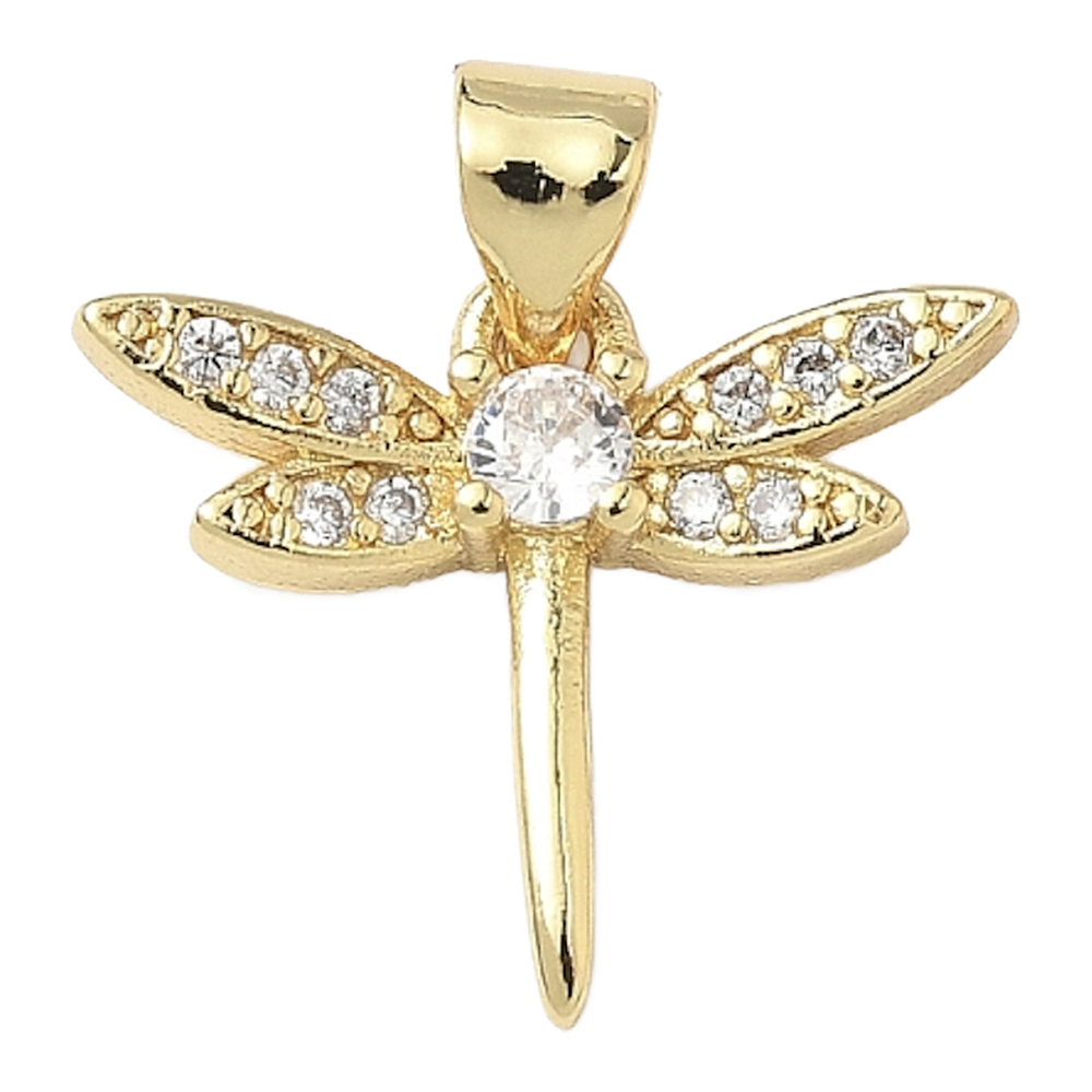 gold rhinestone dragonfly charm