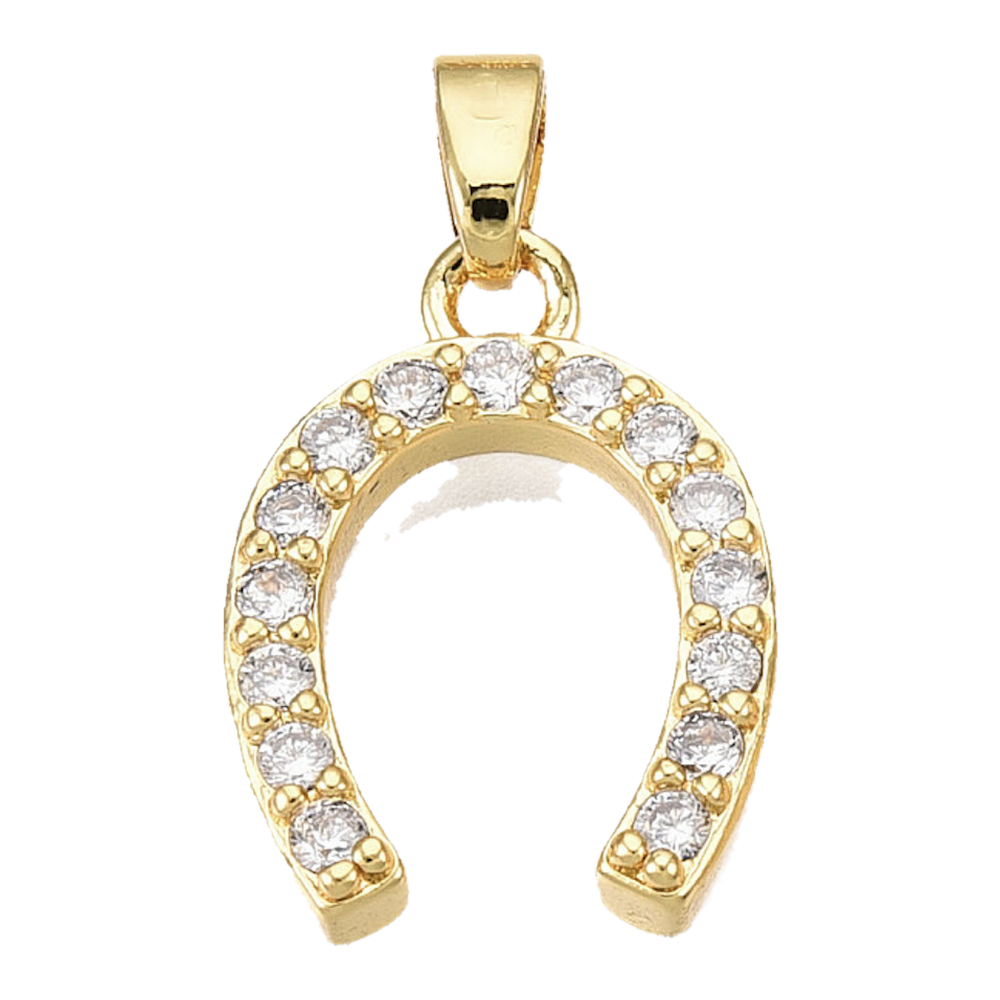gold rhinestone horseshoe pendant charm