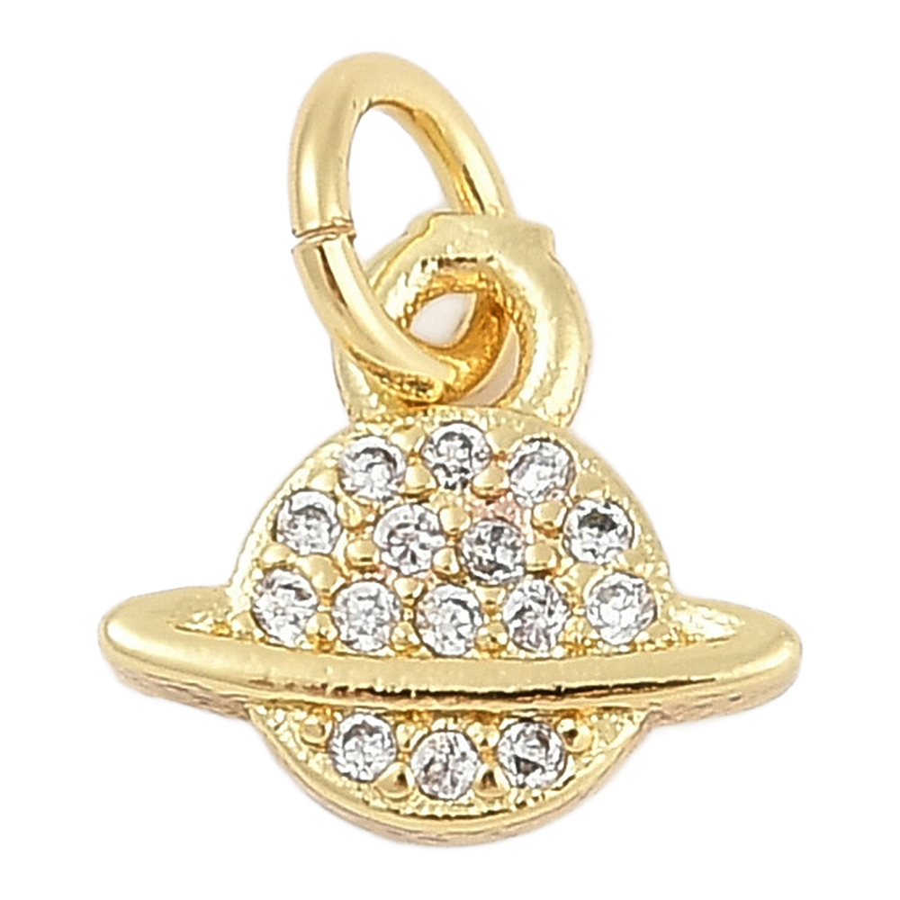 gold rhinestone planet charm