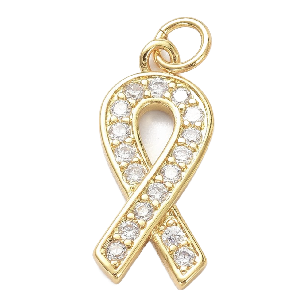 gold rhinestone ribbon charm