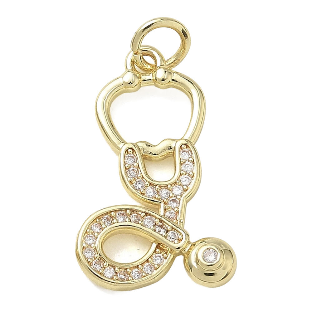 gold rhinestone stethoscope charm