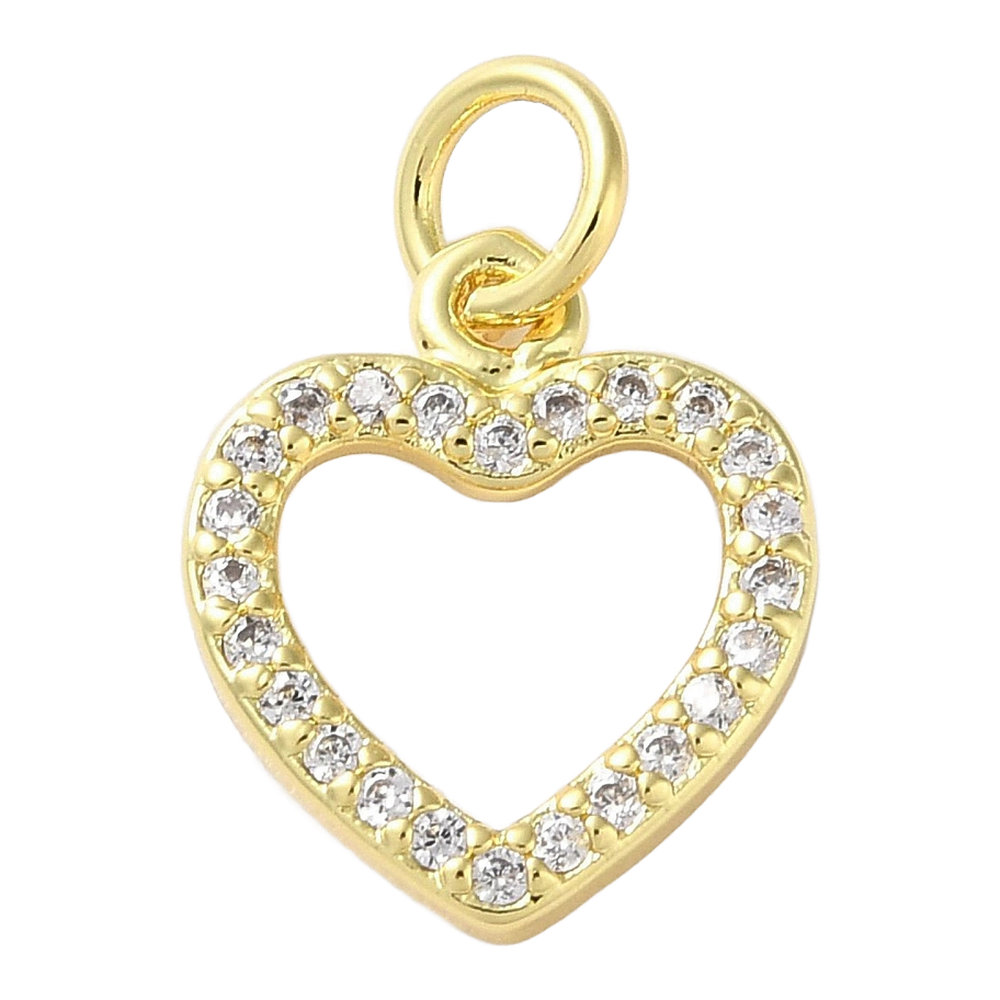 gold small open heart rhinestone charm