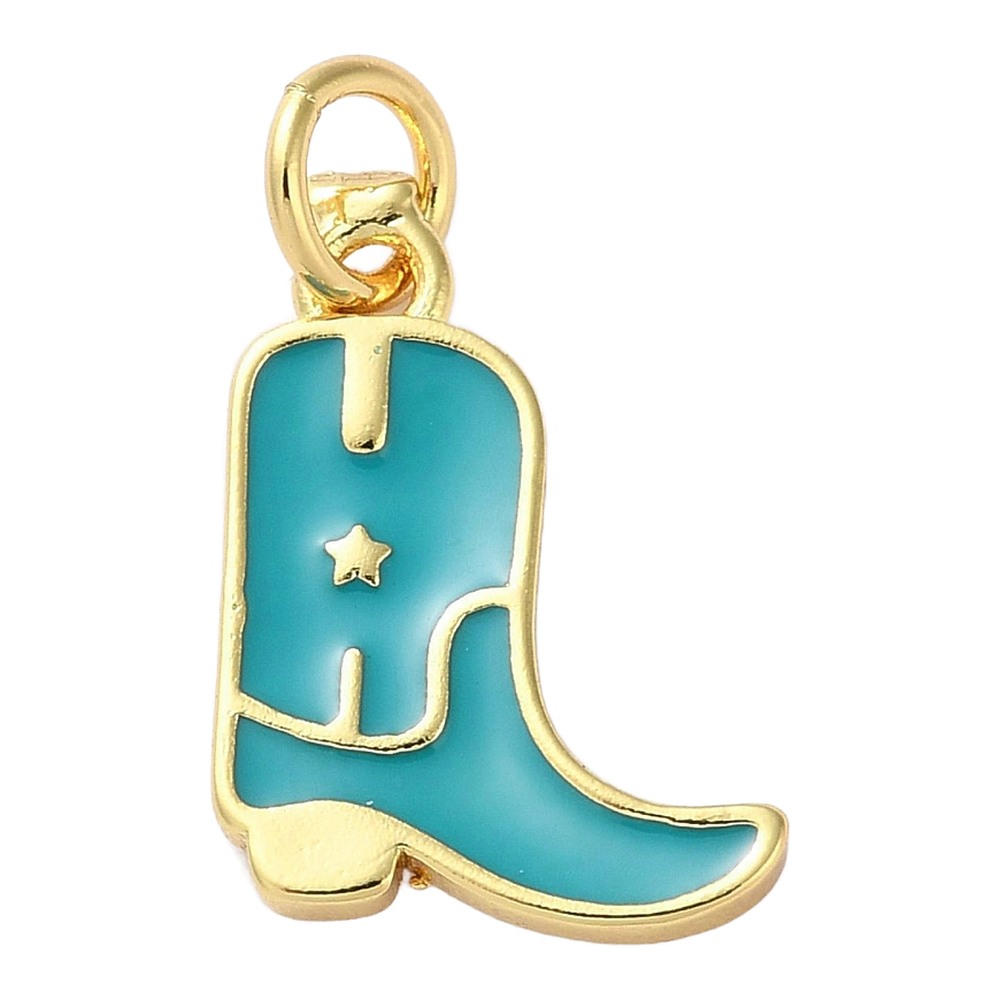 gold turquoise cowboy boot charm