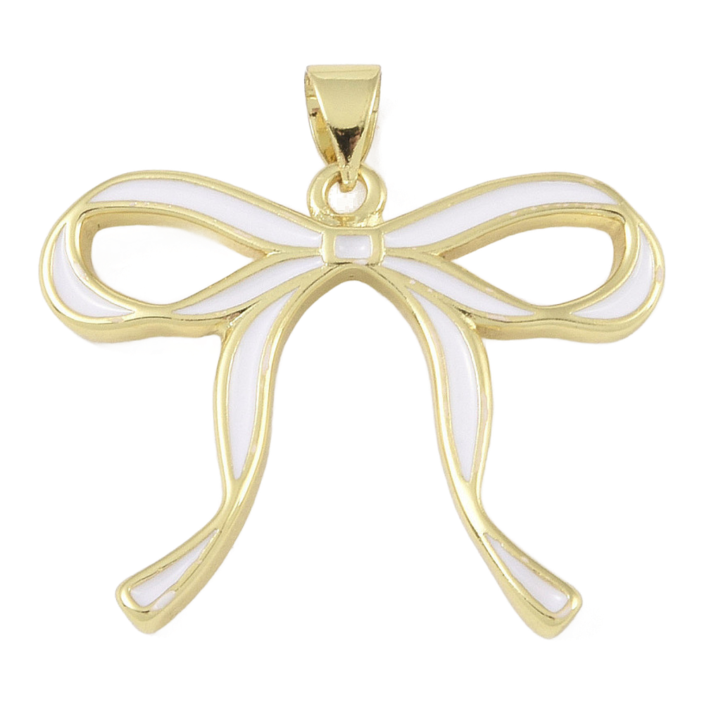 gold white bow charm