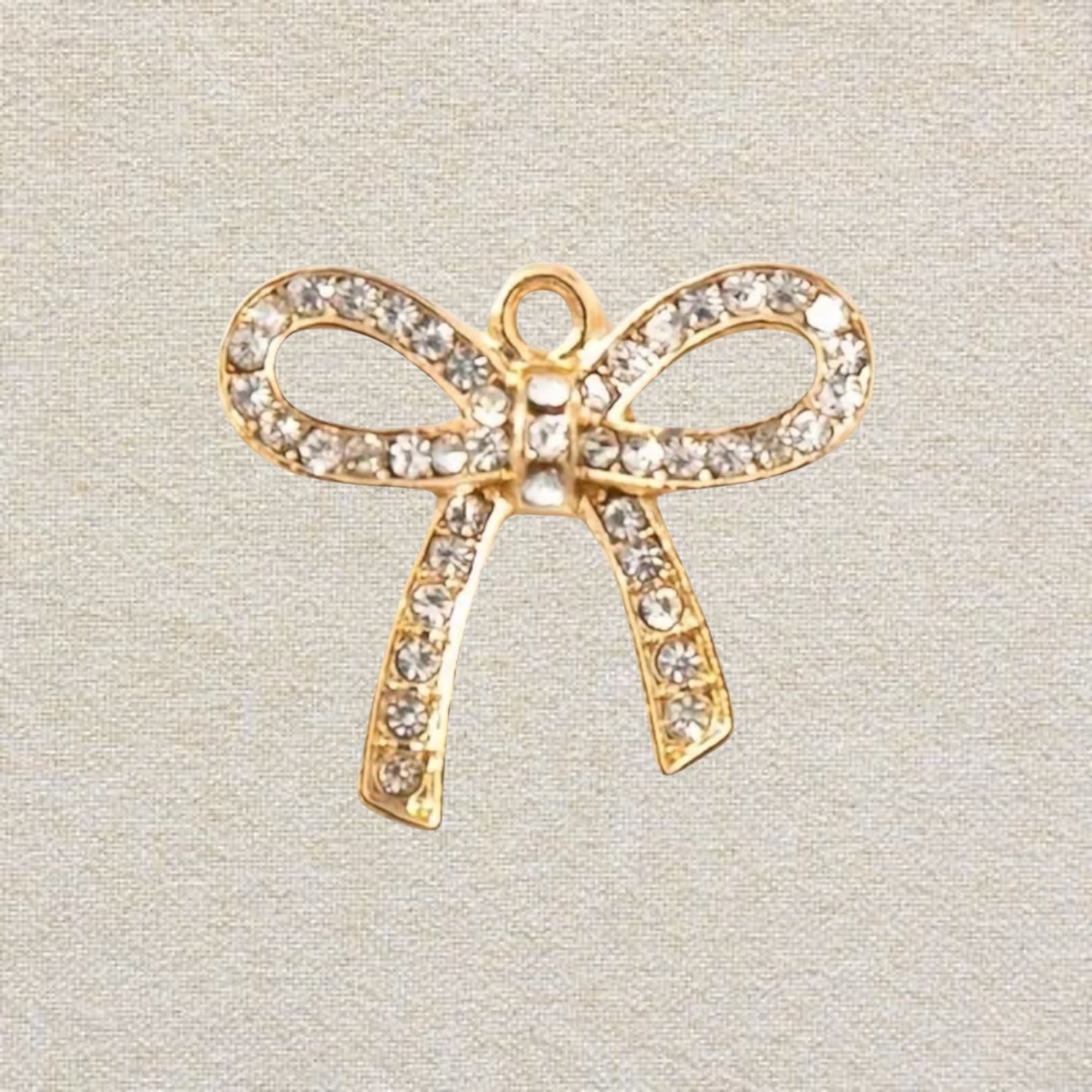 gold rhinestone bow charm