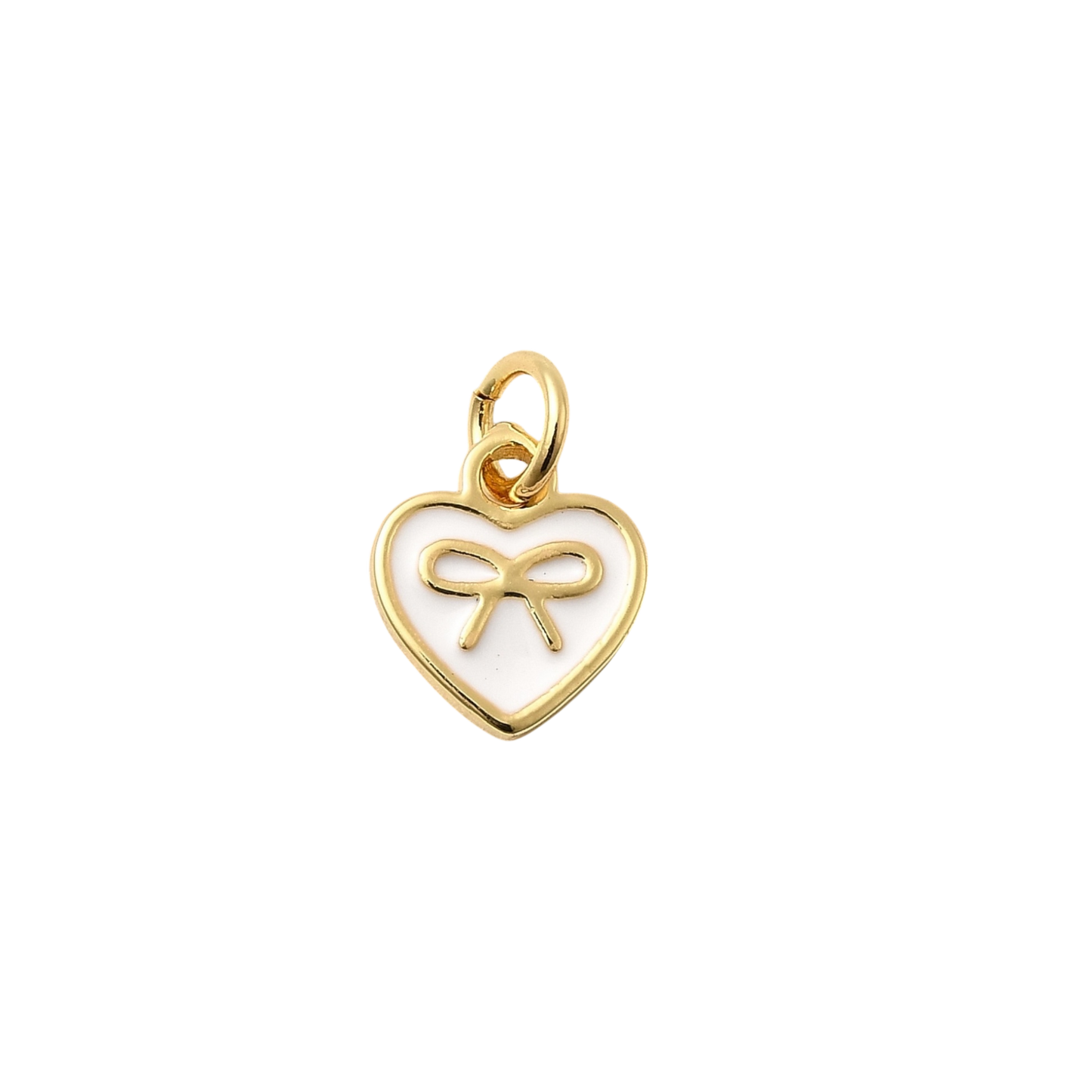 heart (white & gold) bow charm